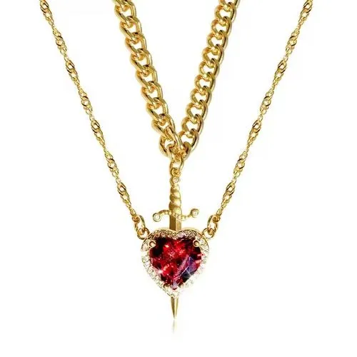 Share this product    2pcs Can Be Assembled Heart and Rapier Zircon Pendant Necklaces