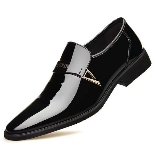 BLWOENS Men's Tuxedo Dress Shoes Classic Formal Oxfords Faux Patent Leather Shoe Lace-up Dress Shoes for Business Wedding Suit - Black